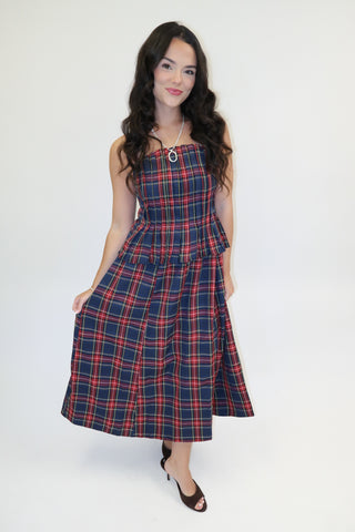 The Holiday Affair Plaid Midi Dress