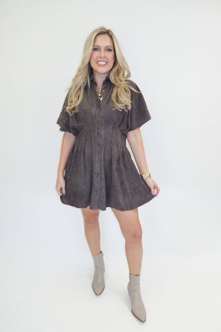 The Social Hour Faux Suede Dress - The Pink Tulip Clothing