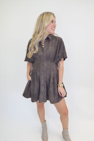 The Social Hour Faux Suede Dress - The Pink Tulip Clothing