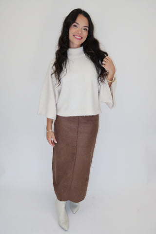 The Stitch Edit Faux Suede Midi Skirt - The Pink Tulip Clothing