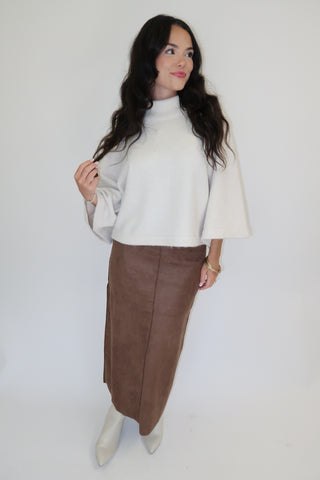 The Stitch Edit Faux Suede Midi Skirt - The Pink Tulip Clothing
