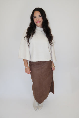 The Stitch Edit Faux Suede Midi Skirt - The Pink Tulip Clothing