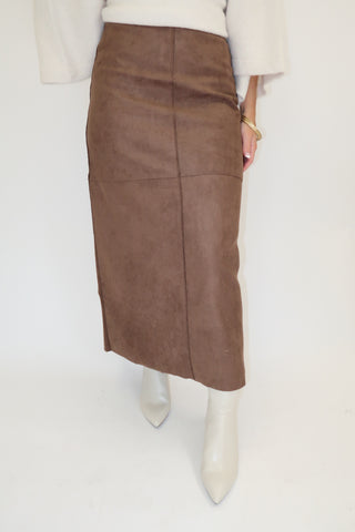 The Stitch Edit Faux Suede Midi Skirt - The Pink Tulip Clothing