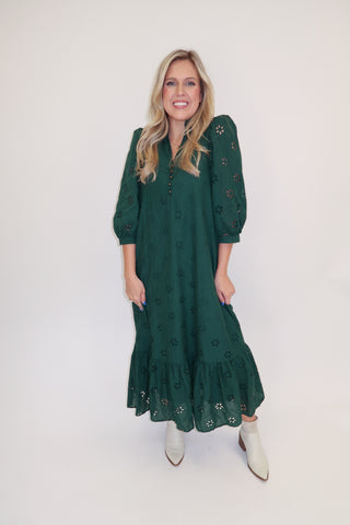 A Fine Romance Eyelet Midi Dress - The Pink Tulip Clothing
