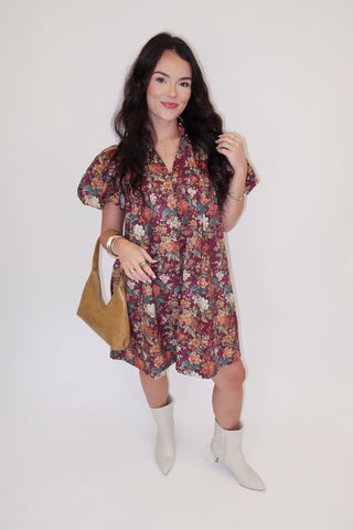 The Autumn Bloom Floral Midi Dress - The Pink Tulip Clothing