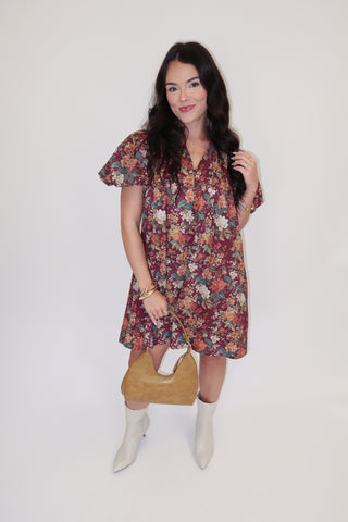 The Autumn Bloom Floral Midi Dress - The Pink Tulip Clothing