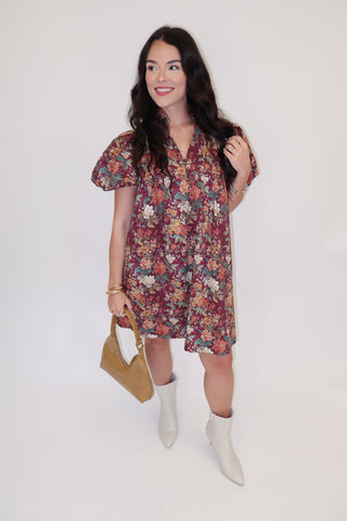The Autumn Bloom Floral Midi Dress - The Pink Tulip Clothing