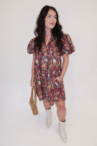 The Autumn Bloom Floral Midi Dress - The Pink Tulip Clothing