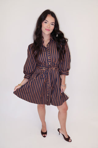 Making Waves Striped Tie Waist Dress - The Pink Tulip Clothing