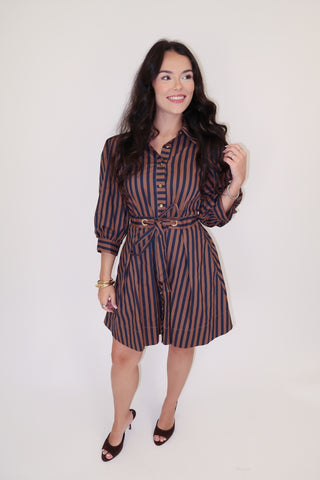 Making Waves Striped Tie Waist Dress - The Pink Tulip Clothing