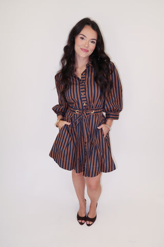 Making Waves Striped Tie Waist Dress - The Pink Tulip Clothing