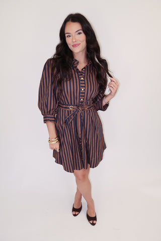 Making Waves Striped Tie Waist Dress - The Pink Tulip Clothing