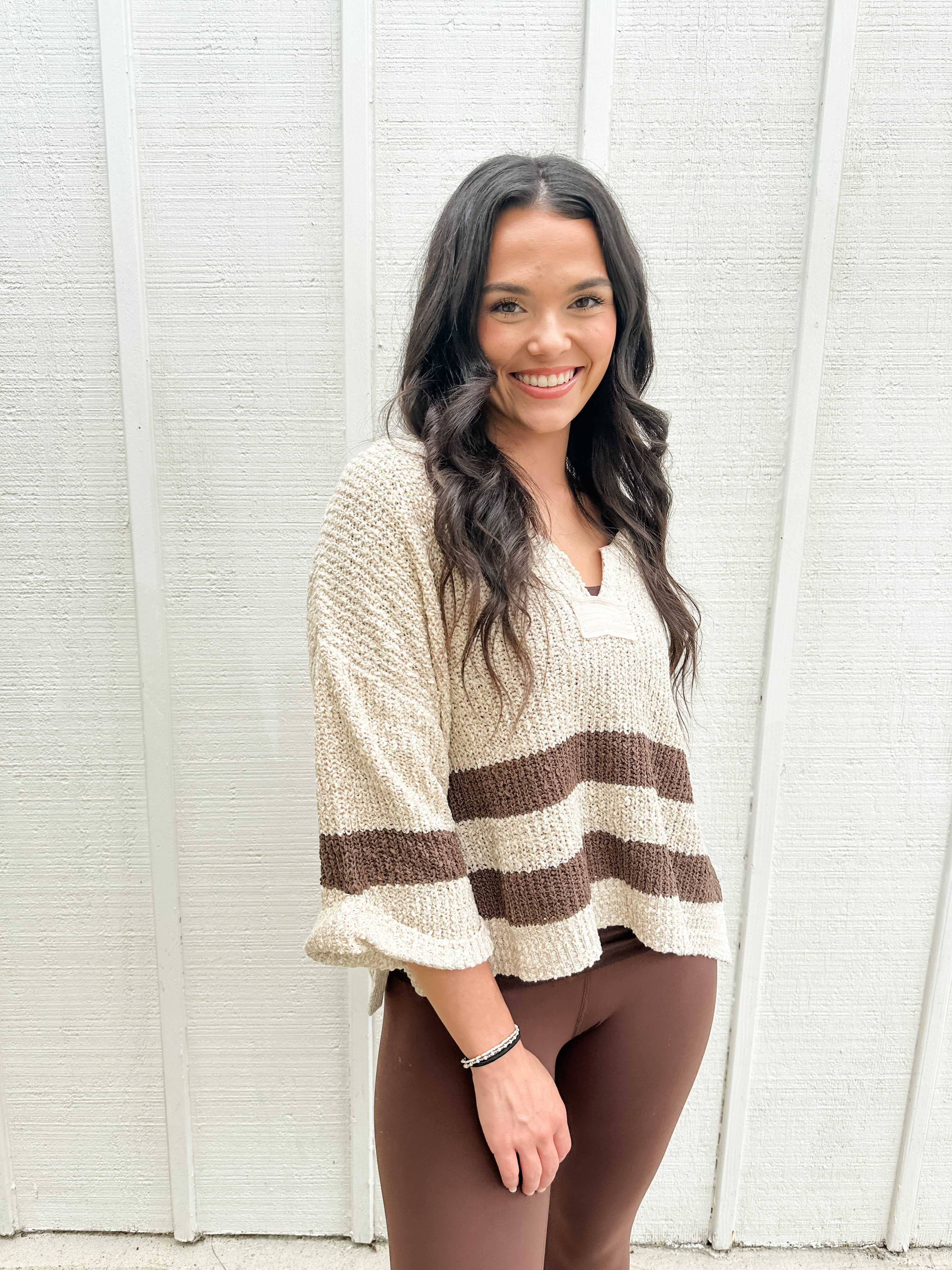 Double Stripe V-Neck Sweater