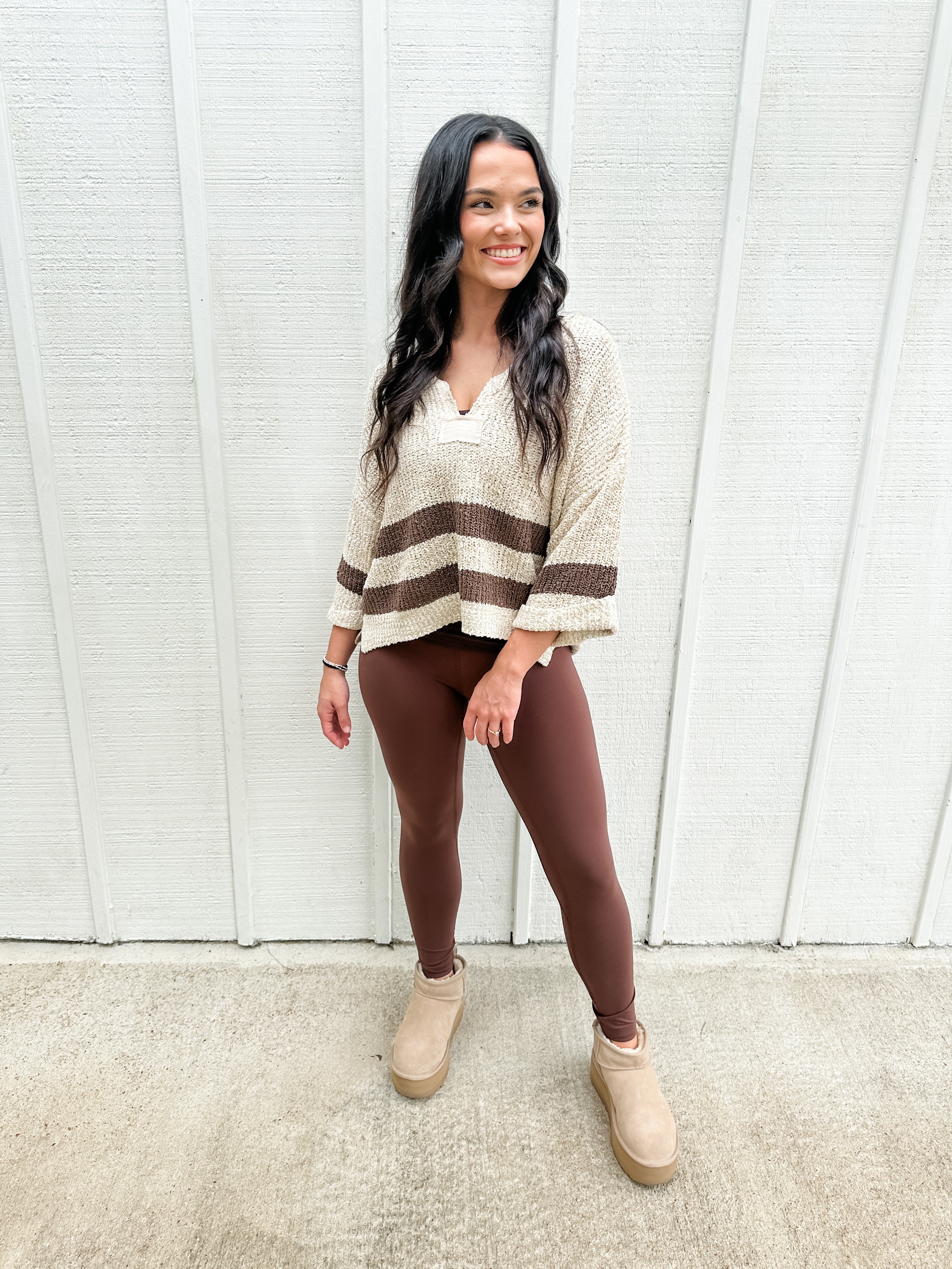 Double Stripe V-Neck Sweater