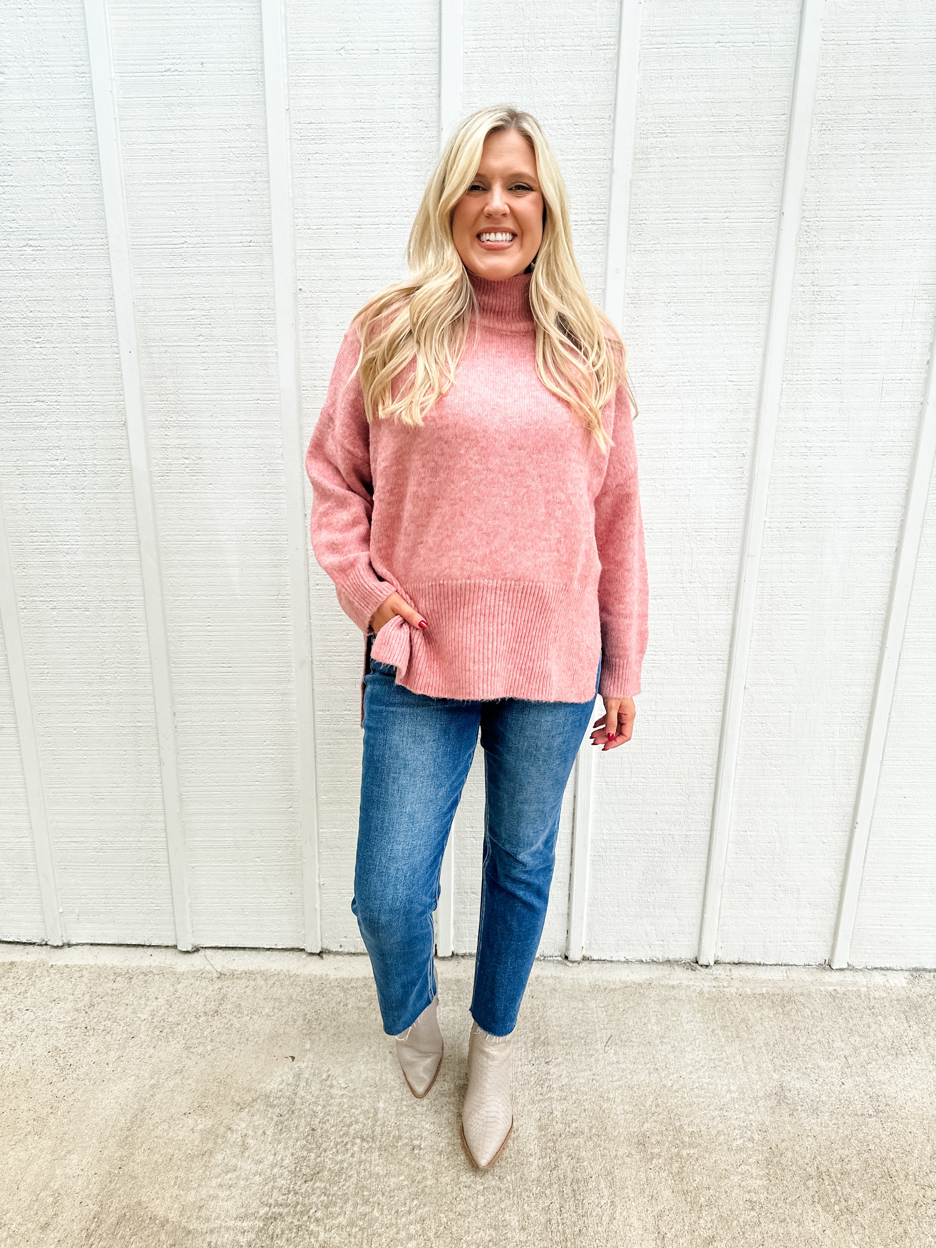 Mock Neck Tunic Sweater