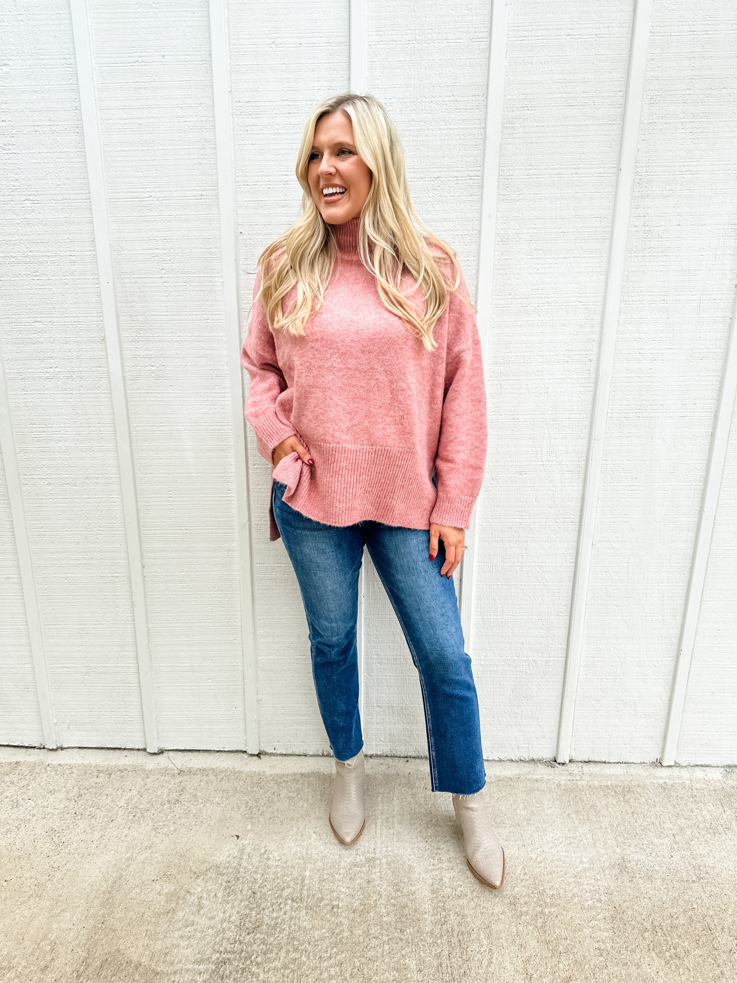 Mock Neck Tunic Sweater