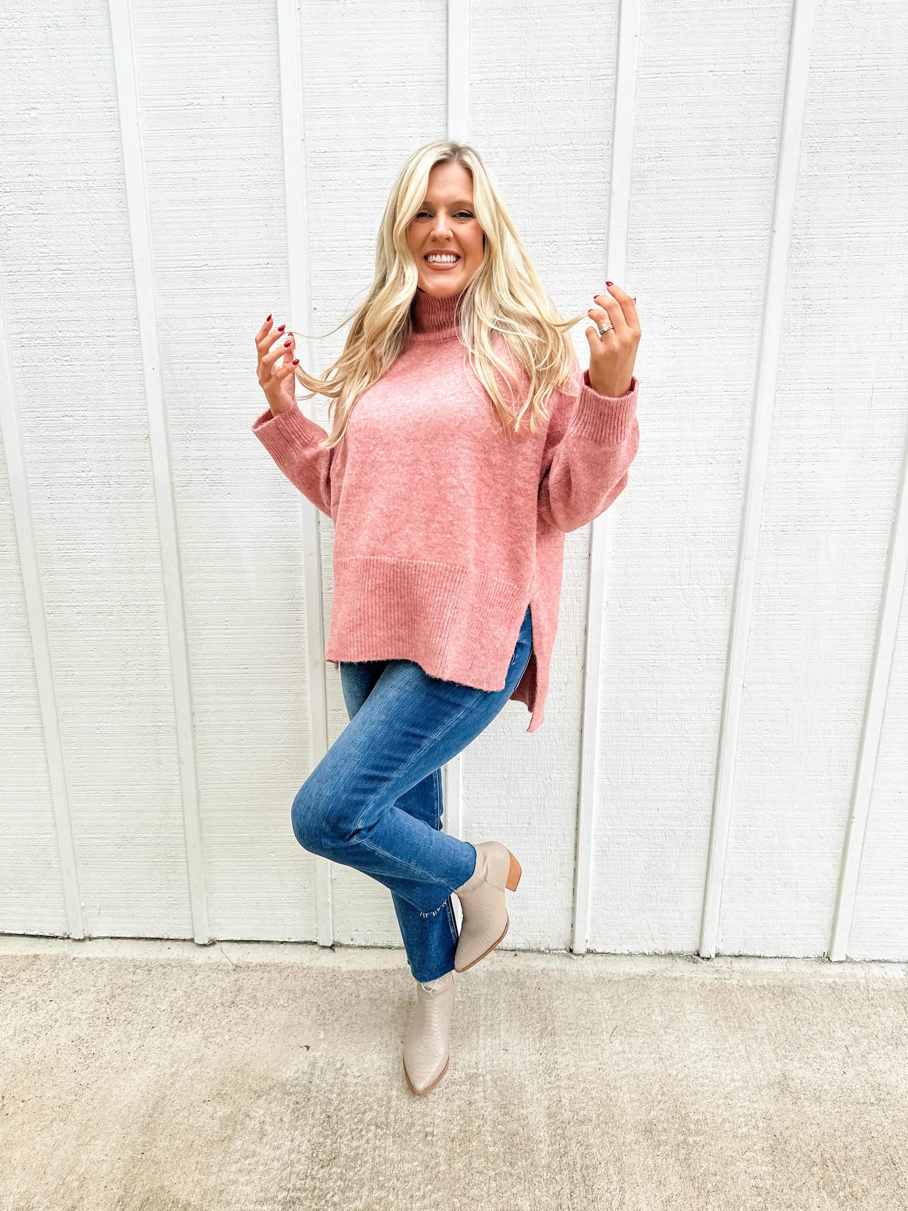 Mock Neck Tunic Sweater