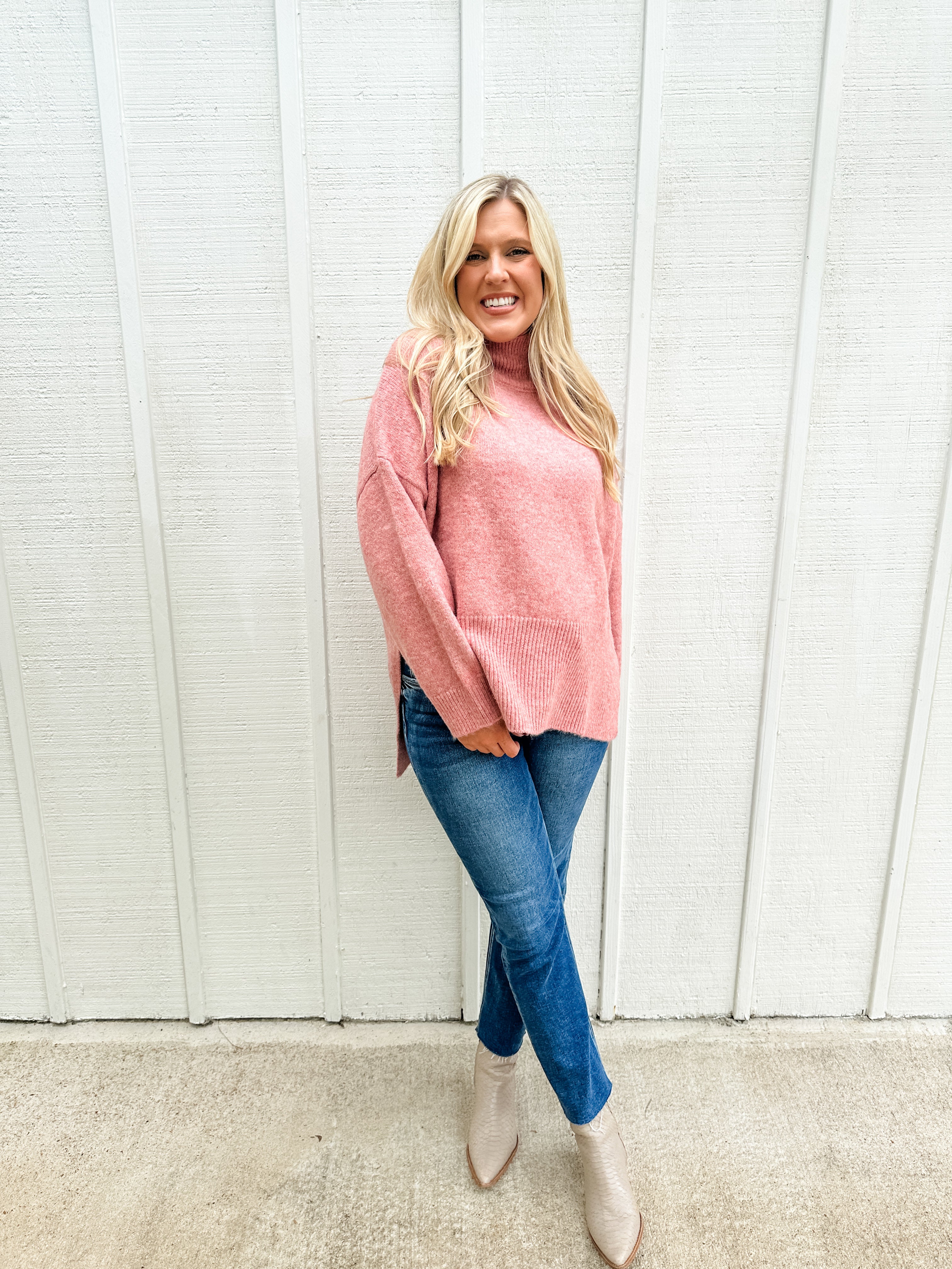 Mock Neck Tunic Sweater