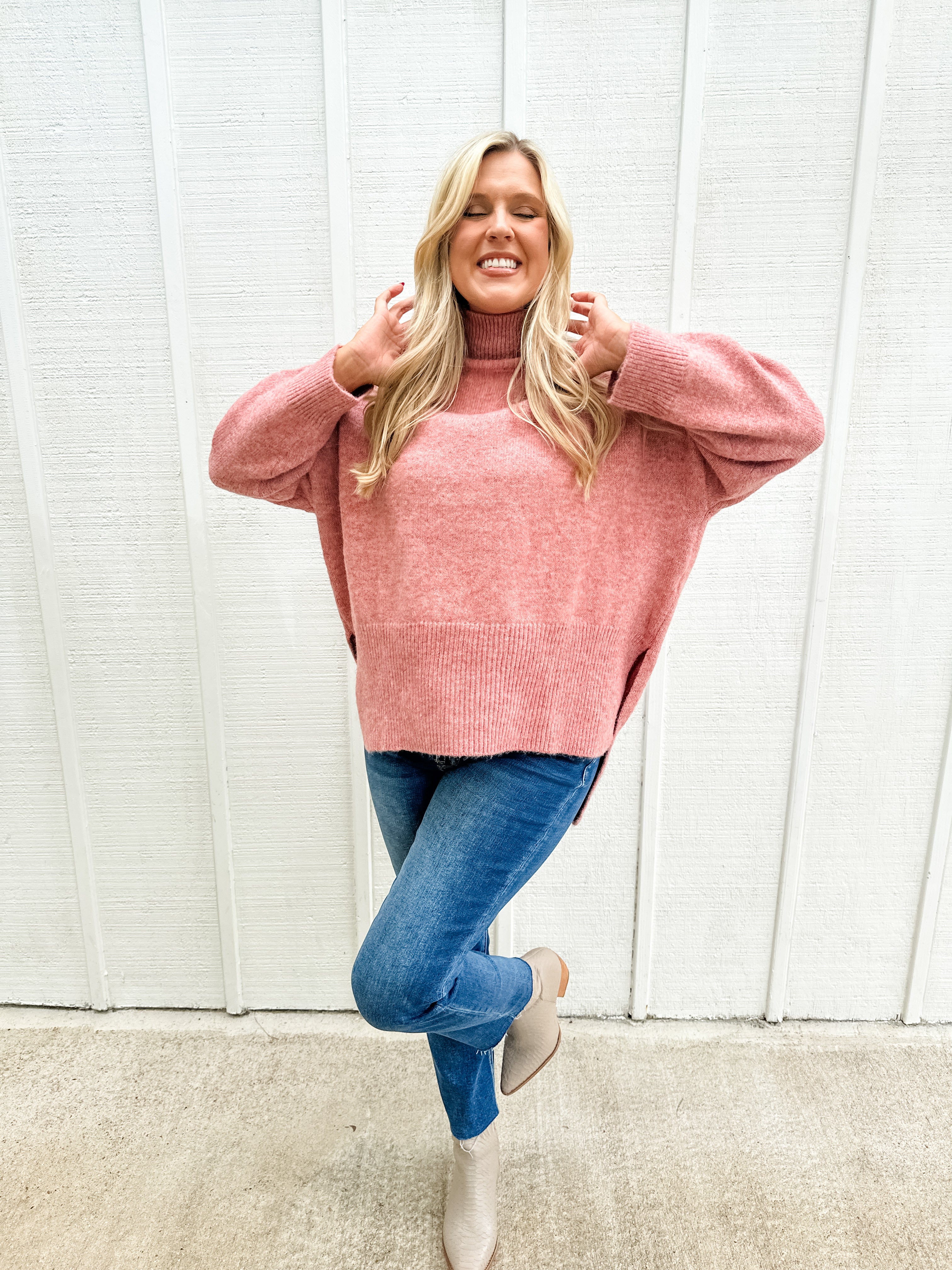 Mock Neck Tunic Sweater