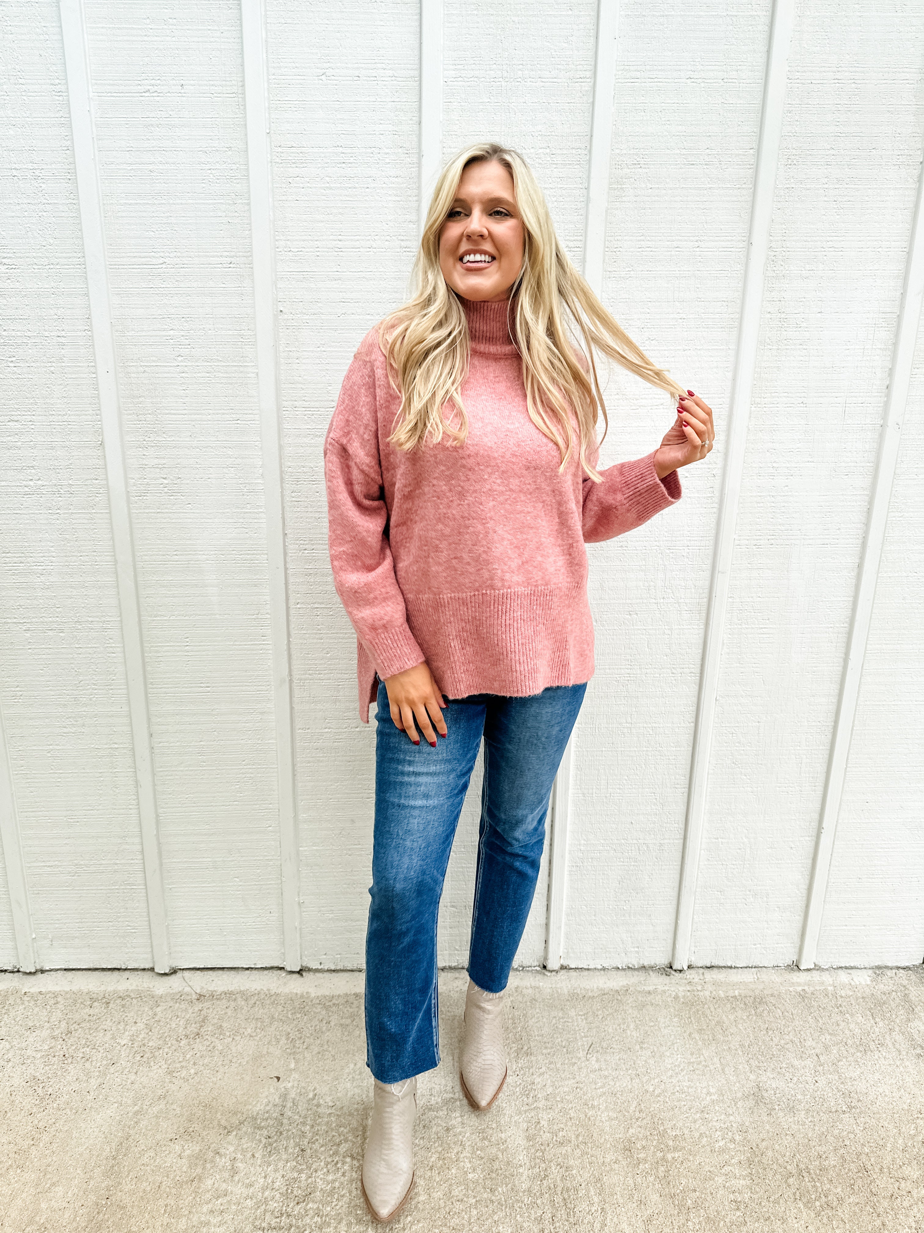 Mock Neck Tunic Sweater