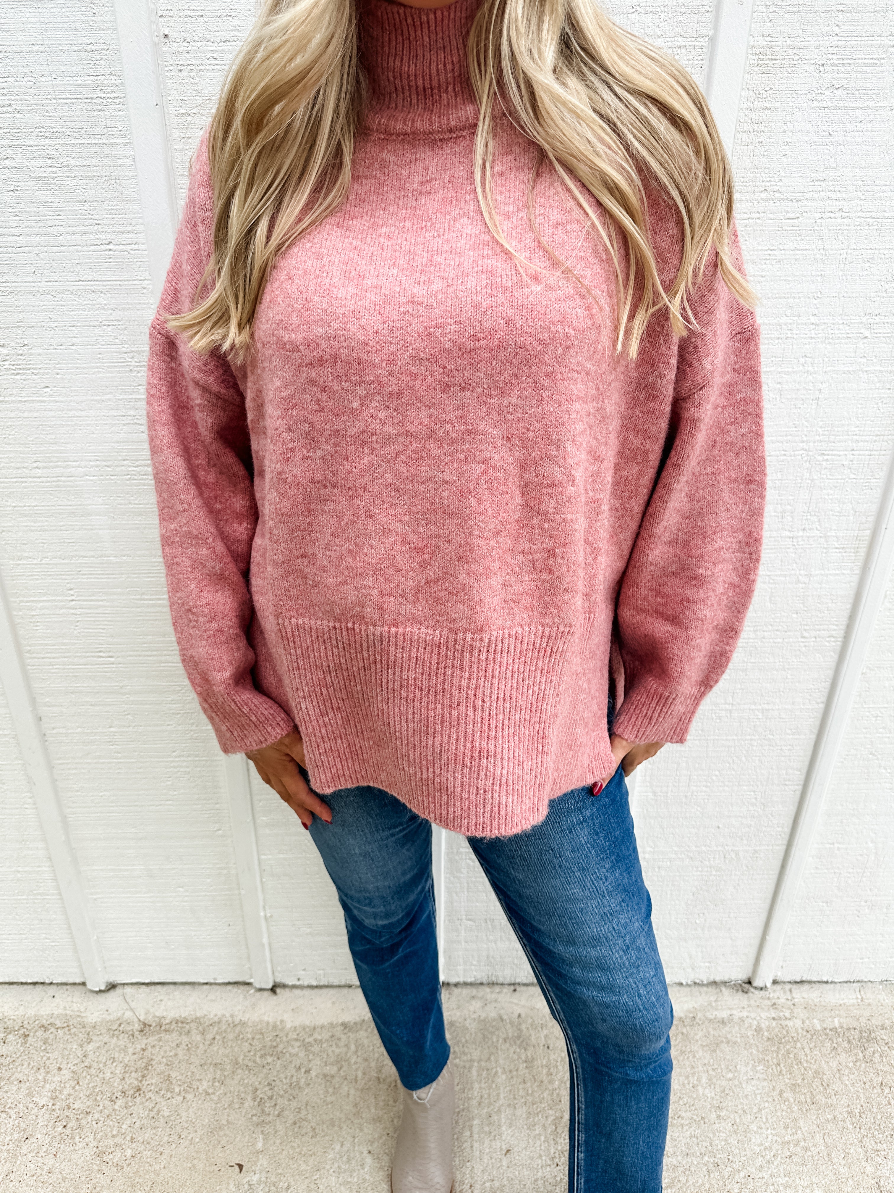 Mock Neck Tunic Sweater