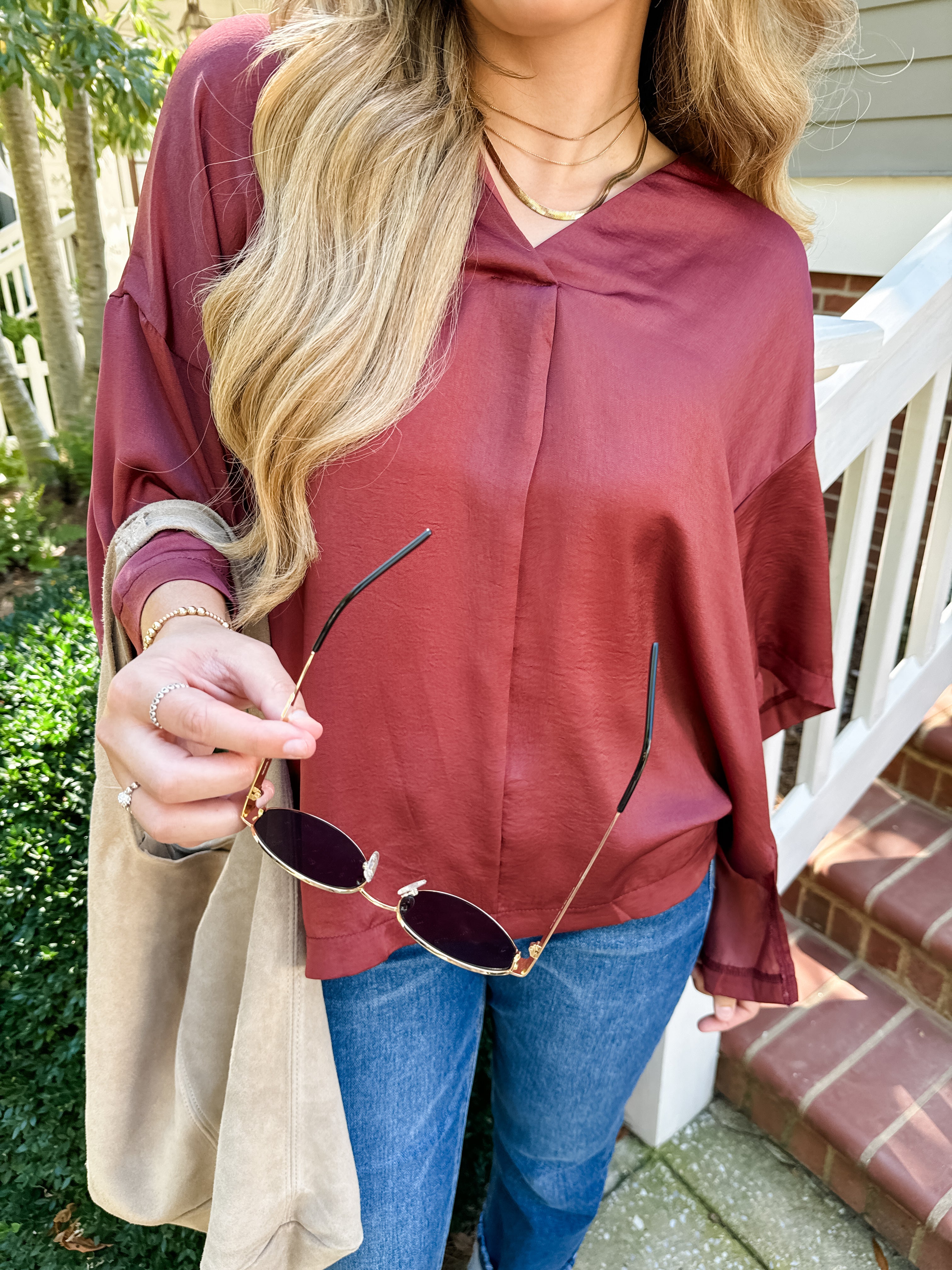 V-neck Silky Top