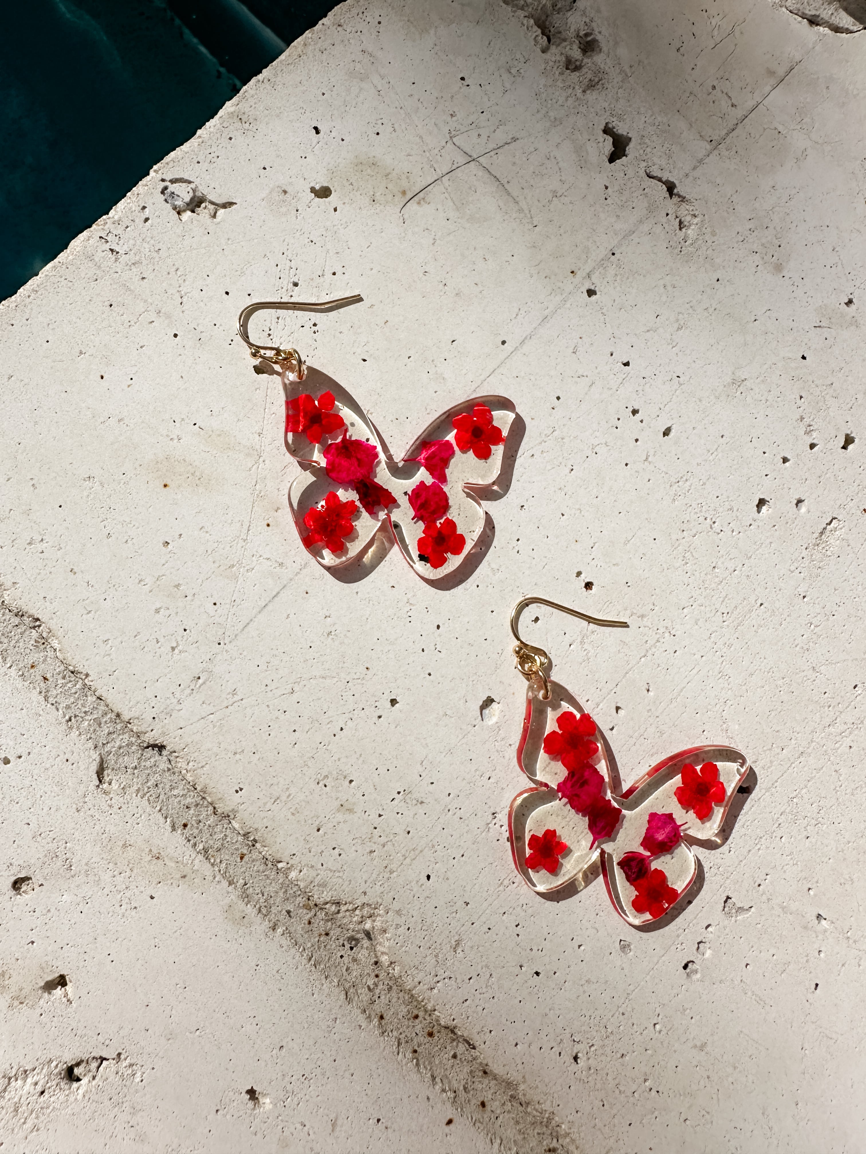 Dried Flower Butterfly Earrings