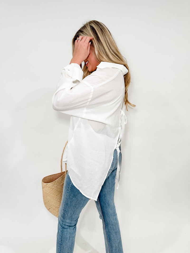 Tie Back Button Down Top