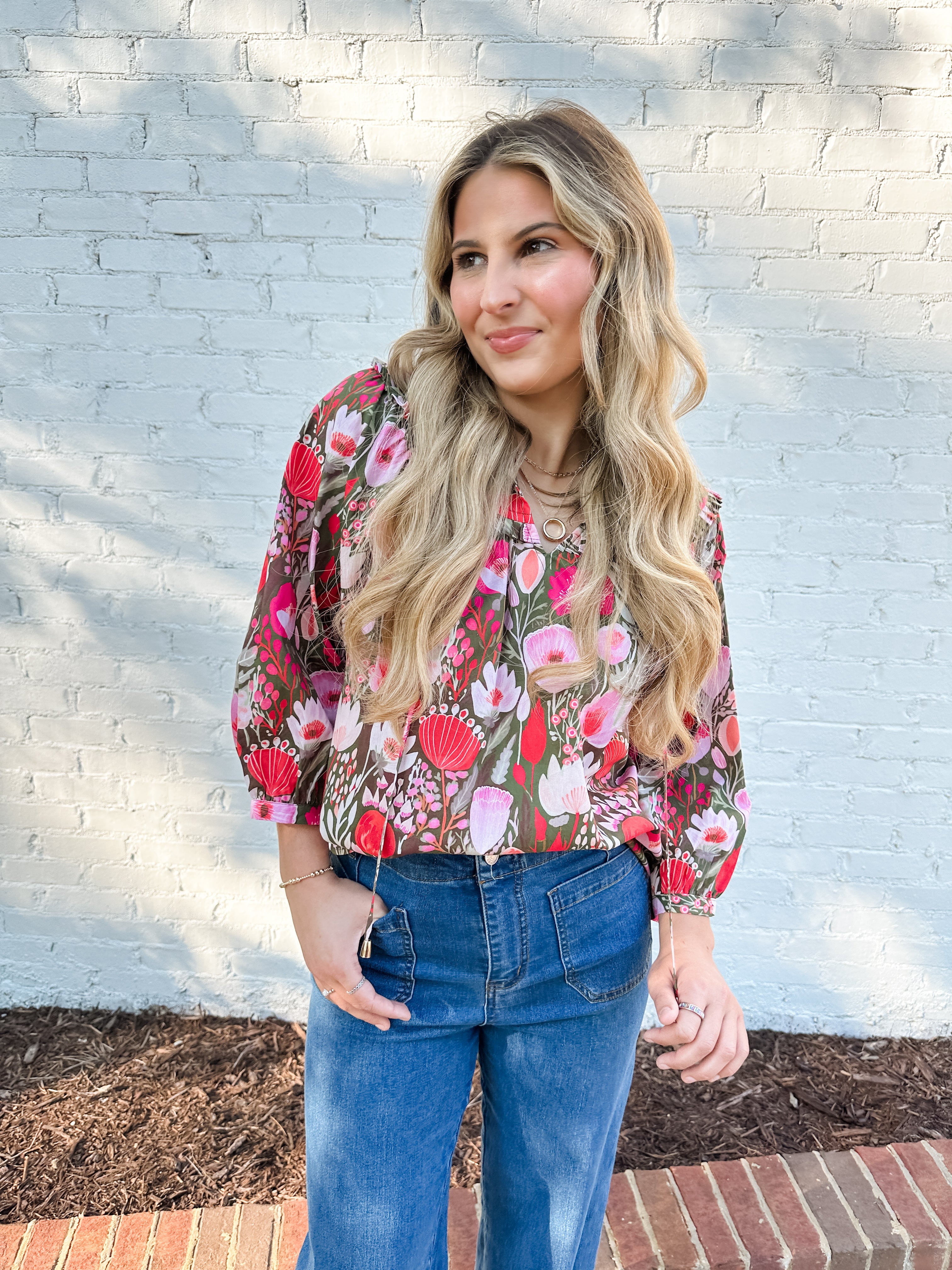 Pink Mod Floral Top