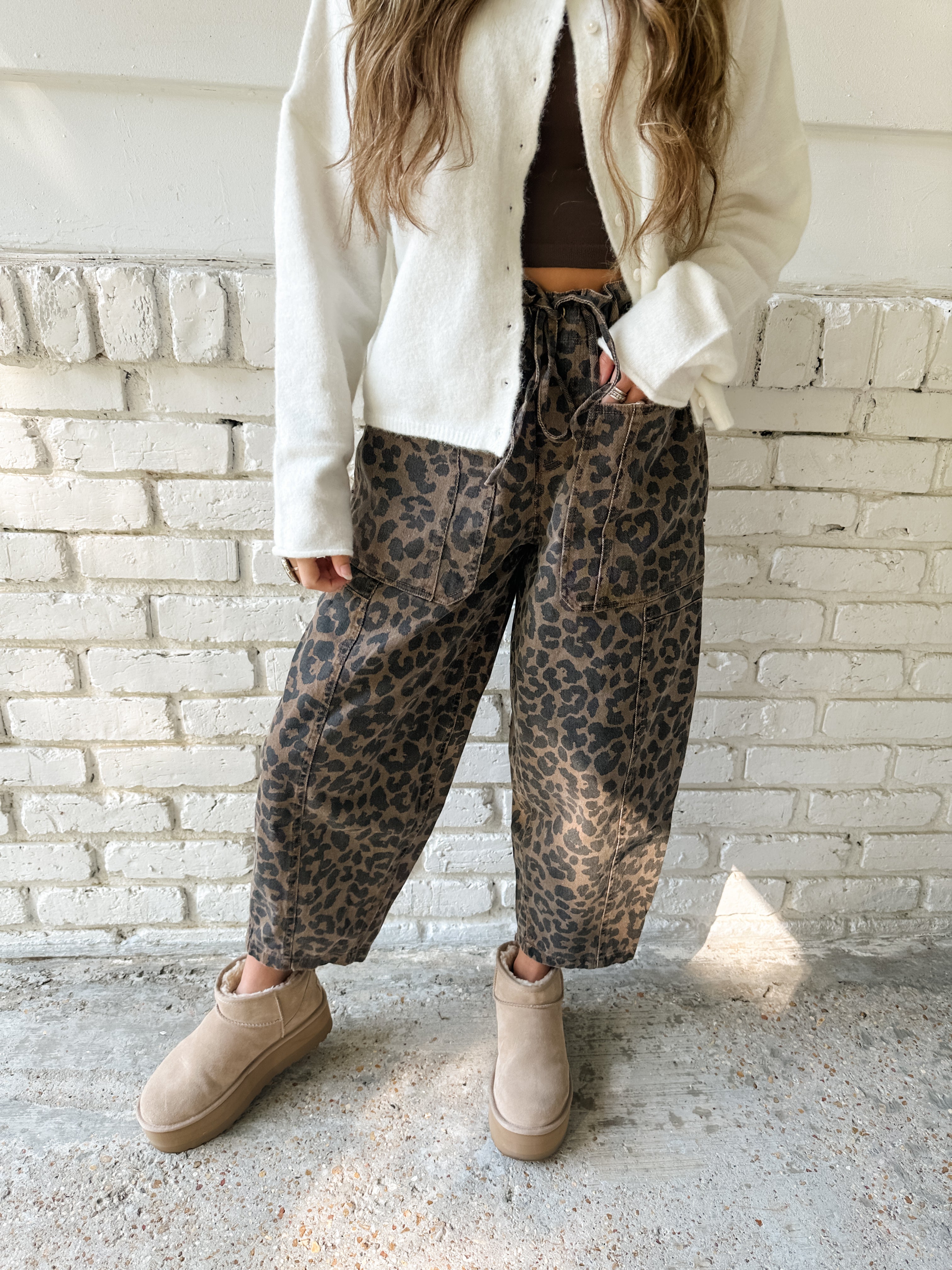 Leopard Barrel Jean