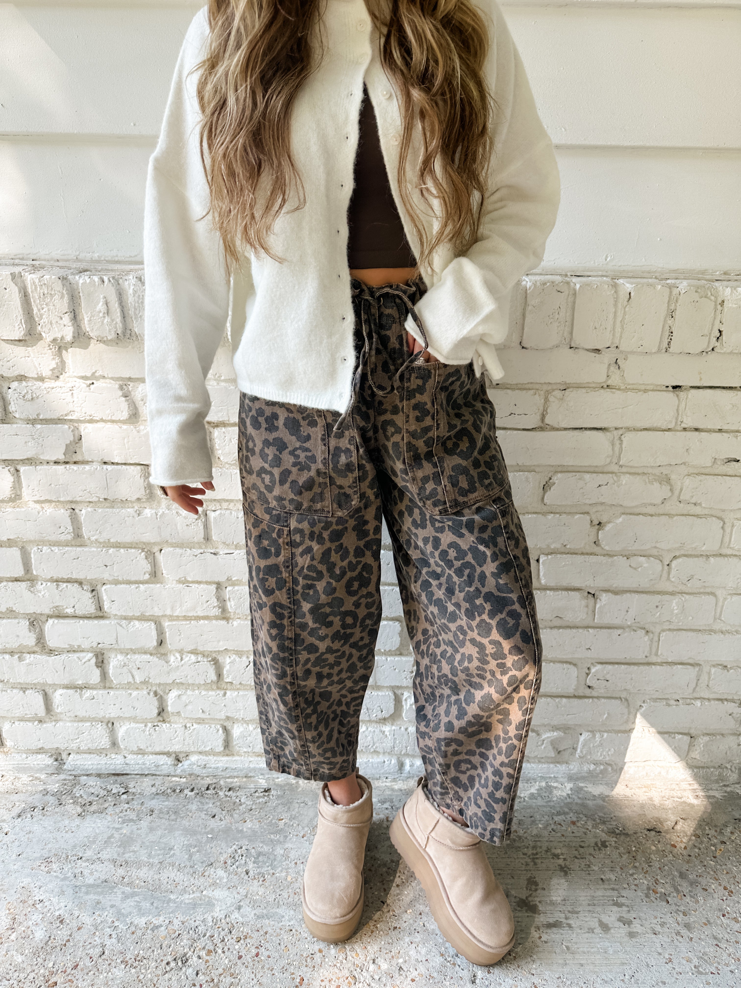 Leopard Barrel Jean