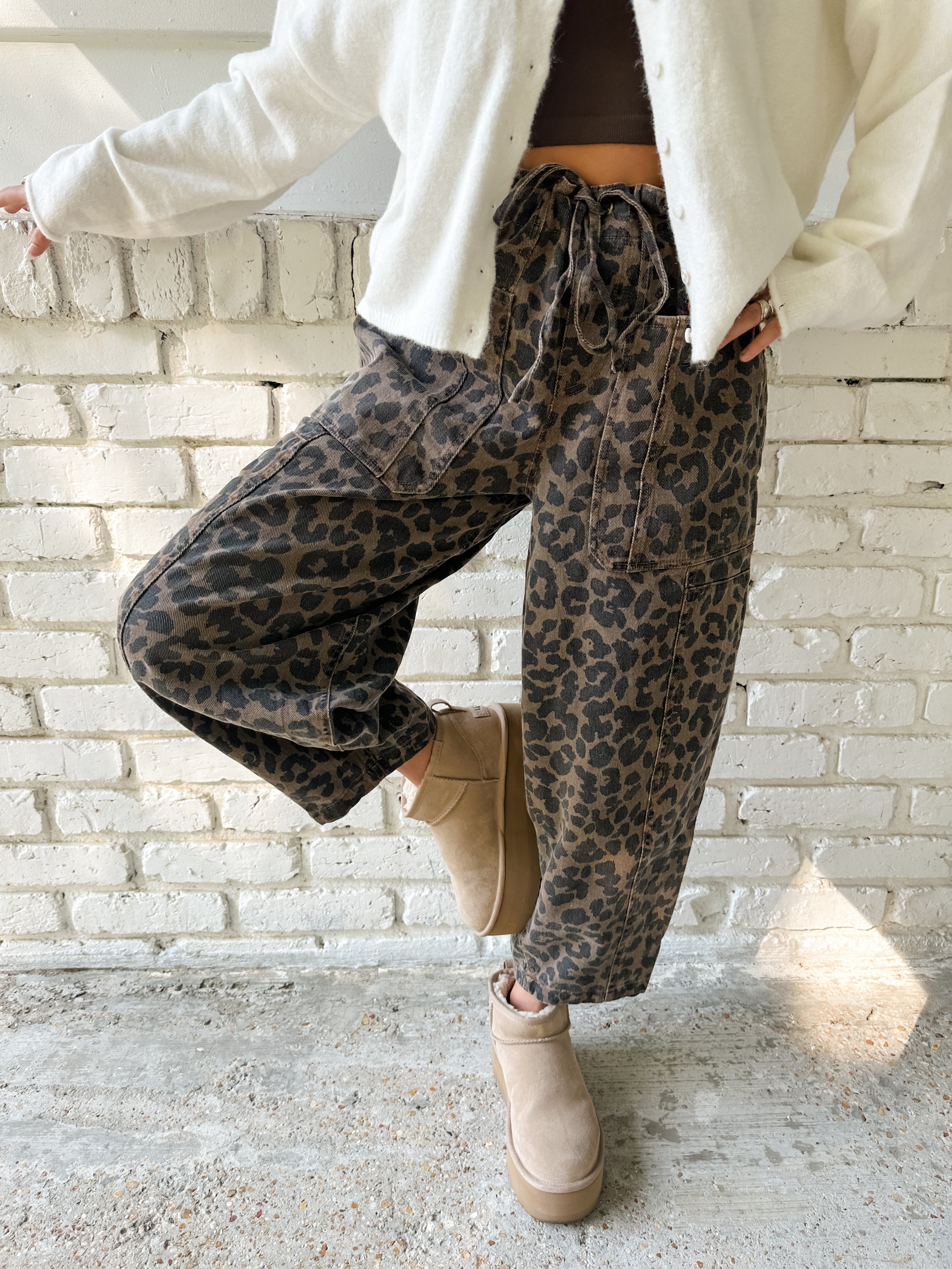 Leopard Barrel Jean