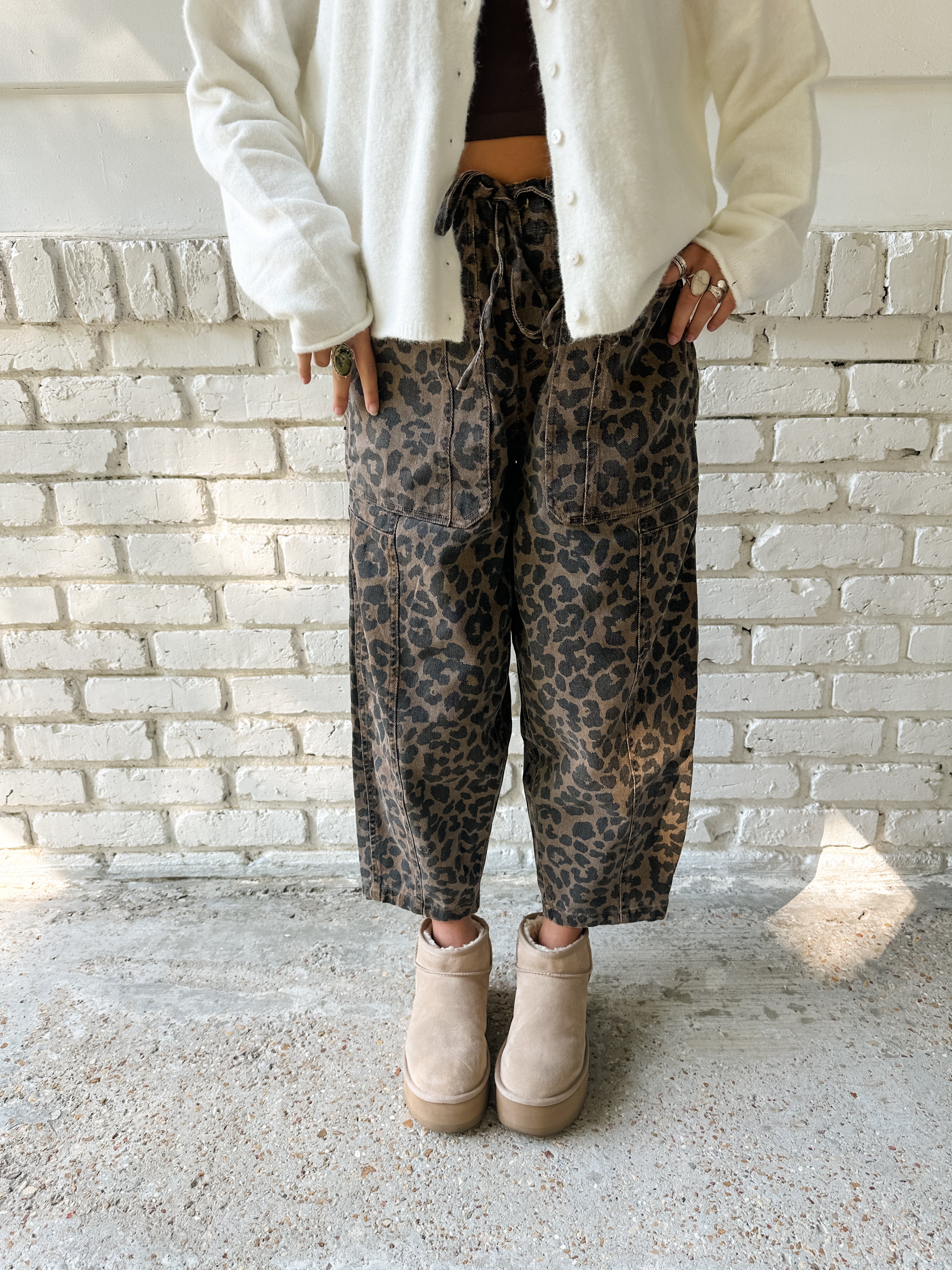 Leopard Barrel Jean