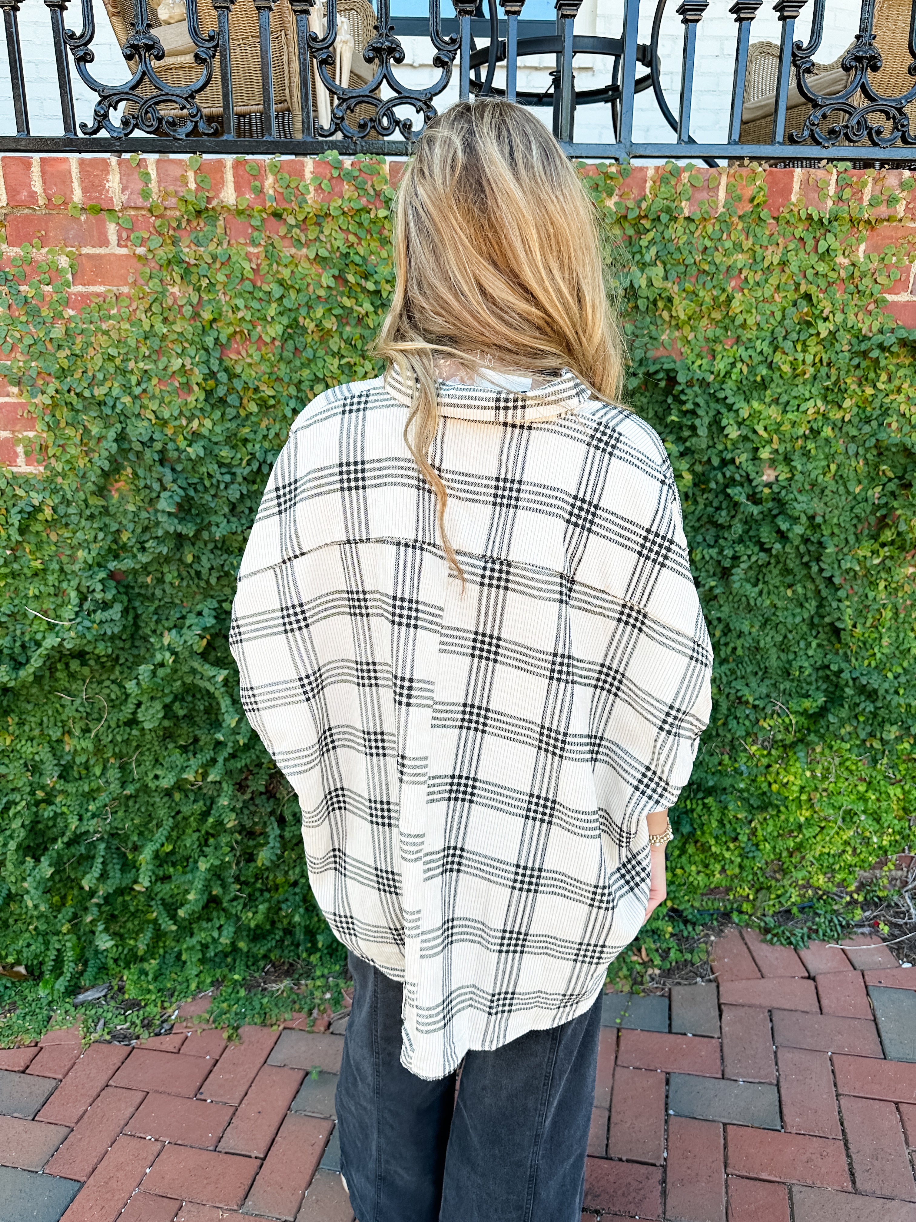 Plaid Corduroy Button Down Top