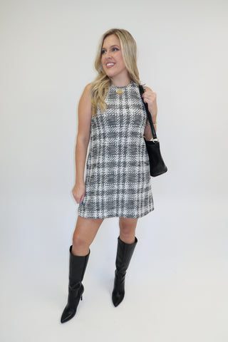 The Uptown Edit Tweed Shift Dress - The Pink Tulip Clothing