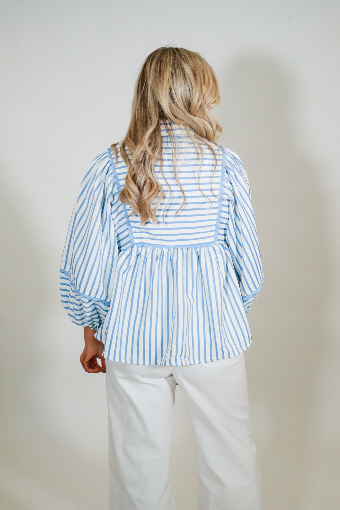 Square Yoke Striped Top