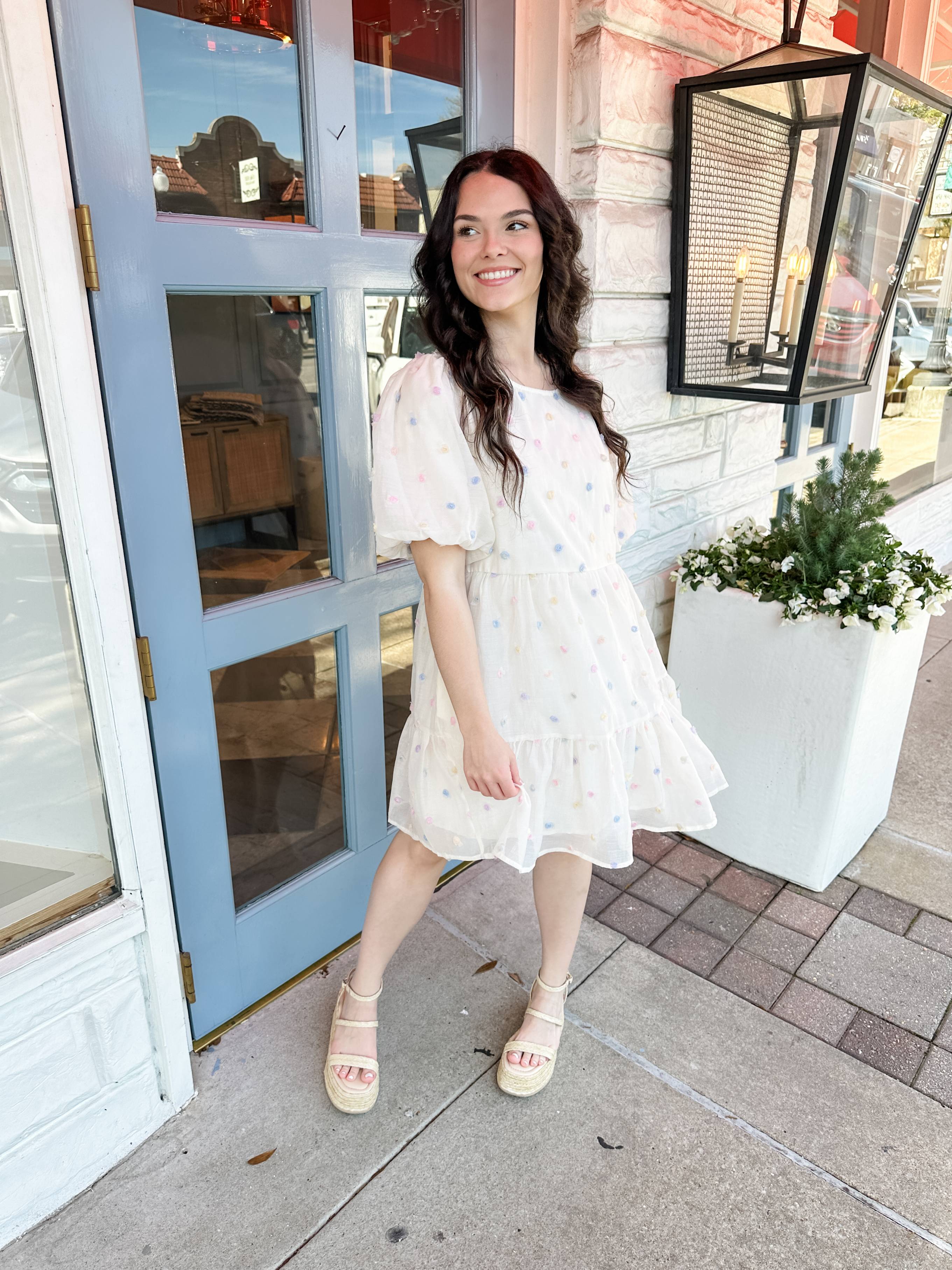 Pastel Embroidered Dots Dress