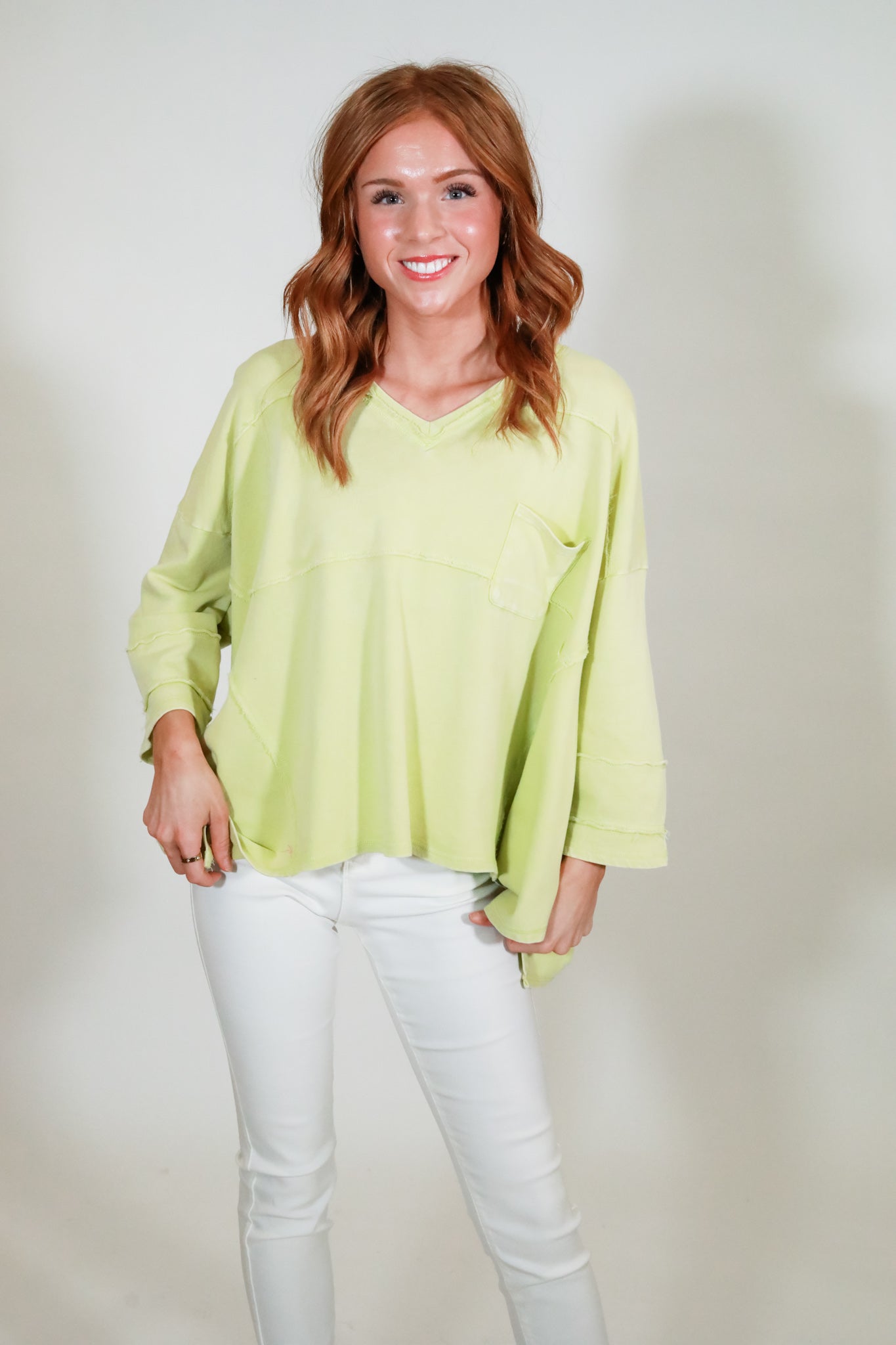 V-neck Exposed Seams Top