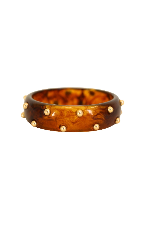 Brown Studded Bangle Bracelet