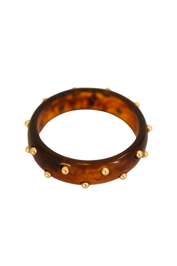 Brown Studded Bangle Bracelet