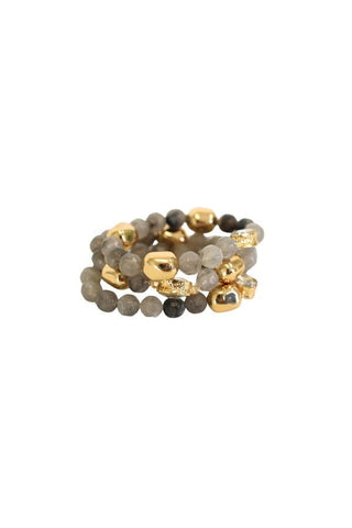 Grey Beaded Bracelet Set - The Pink Tulip Clothing