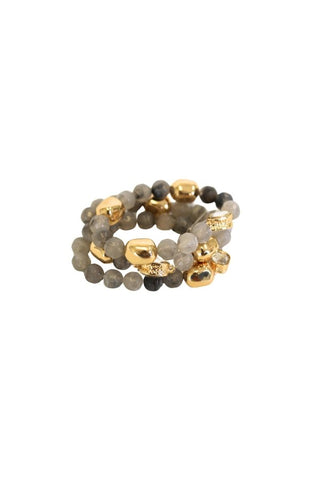 Grey Beaded Bracelet Set - The Pink Tulip Clothing