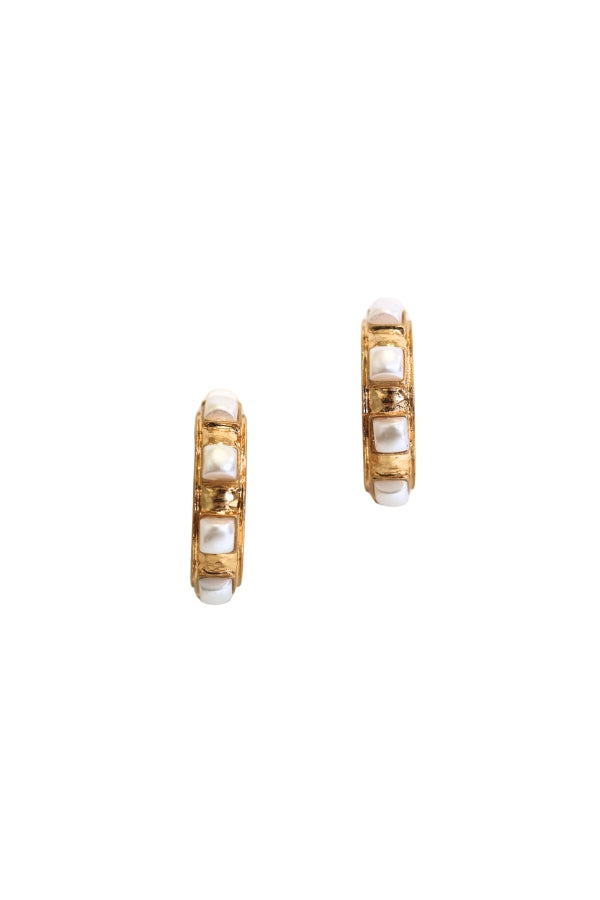 Square Pearl Hoop Earrings