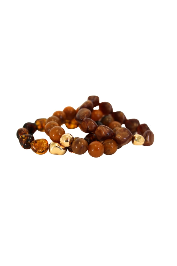 Brown Beaded Bracelet Set