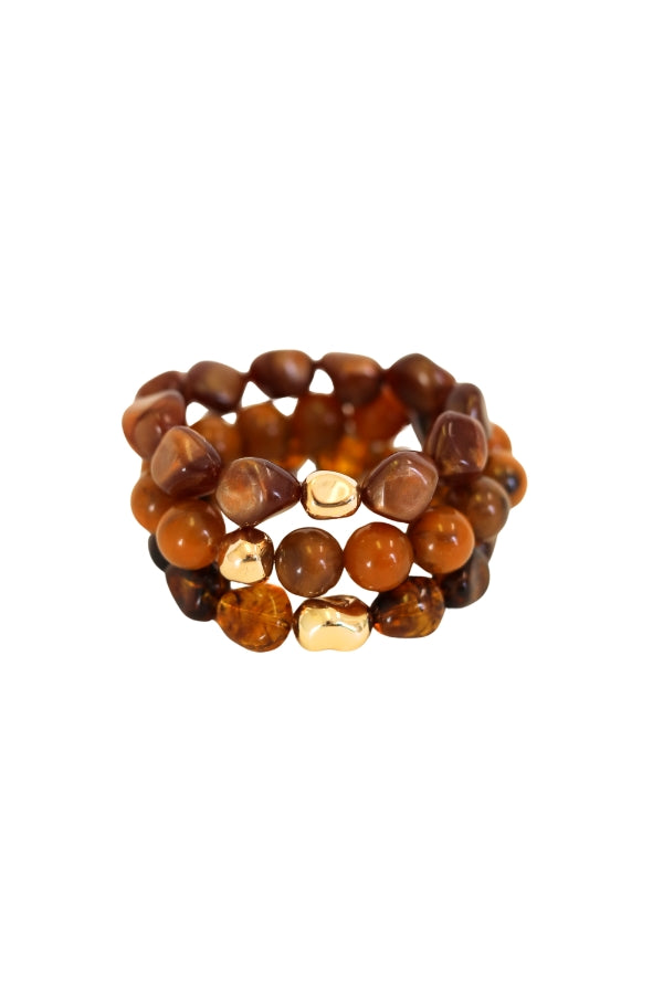 Brown Beaded Bracelet Set