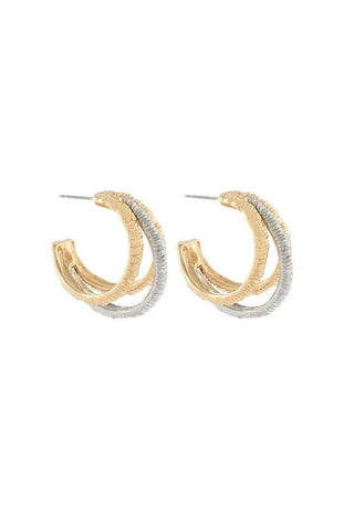 Triple Threat Two Tone Hoops - The Pink Tulip Clothing