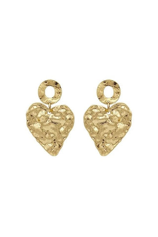 Heart Of Gold Hammered Earrings - The Pink Tulip Clothing