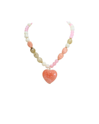 Pink Heart Beaded Necklace - The Pink Tulip Clothing
