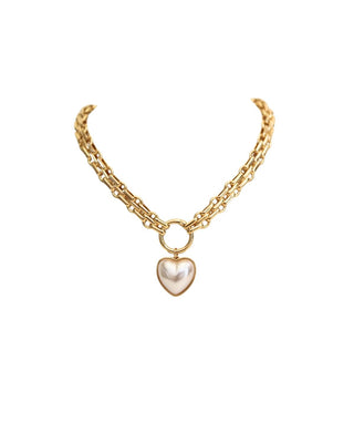 Pearled Heart Chain Necklace - The Pink Tulip Clothing