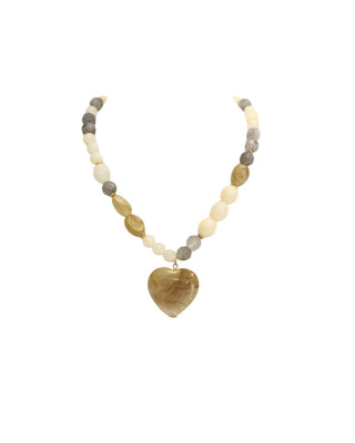 White and Grey Heart Charm Necklace - The Pink Tulip Clothing